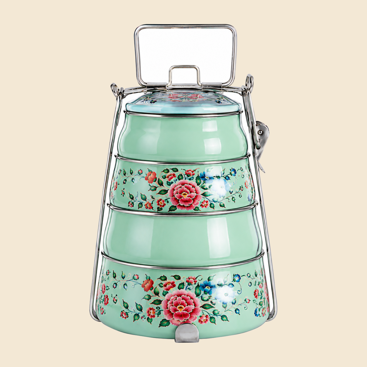 KI-HTW-37 STAINLESS STEEL ENAMEL PRINTED TIFFIN BOX image 2