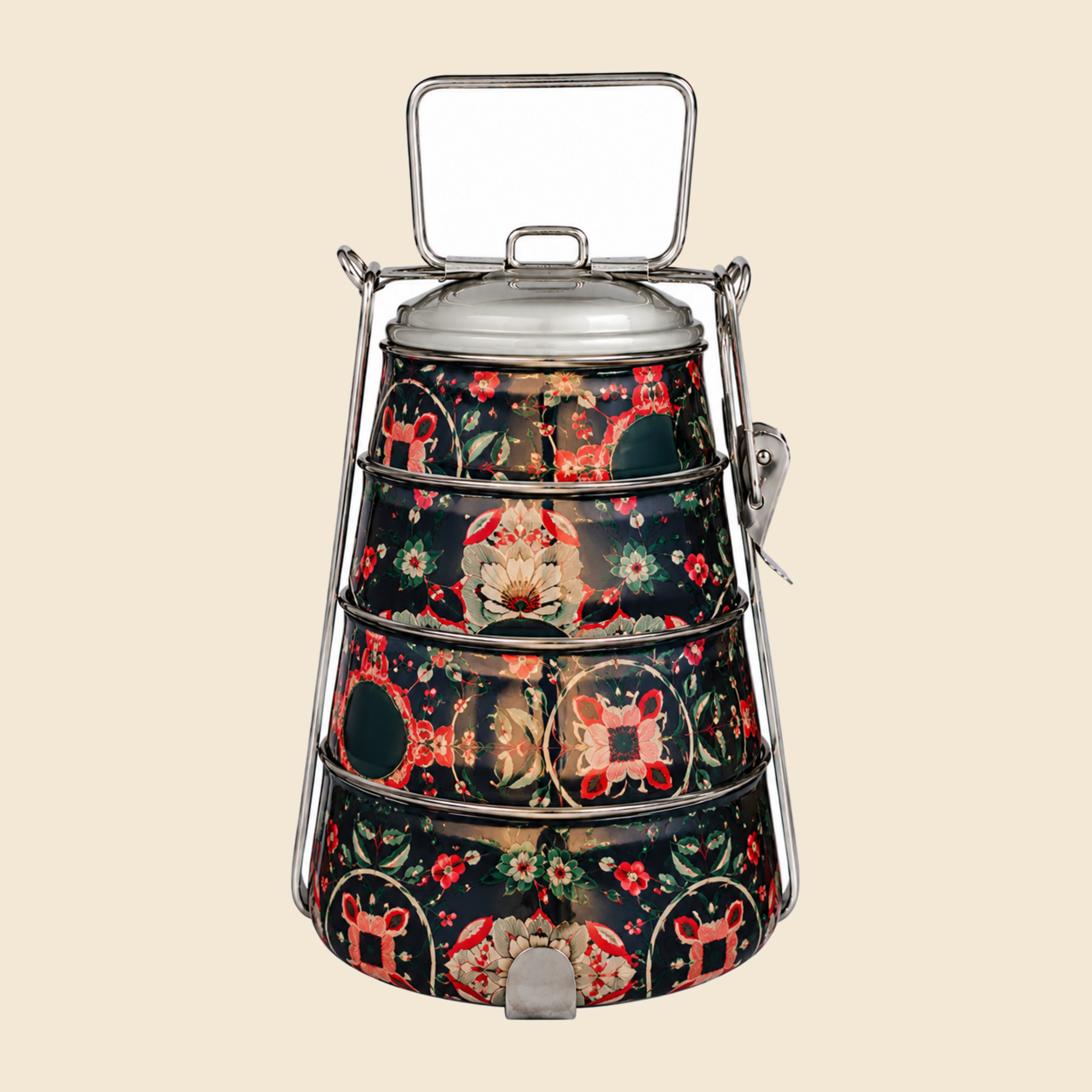 KI-HTW-39 STAINLESS STEEL ENAMEL PRINTED TIFFIN BOX image 2