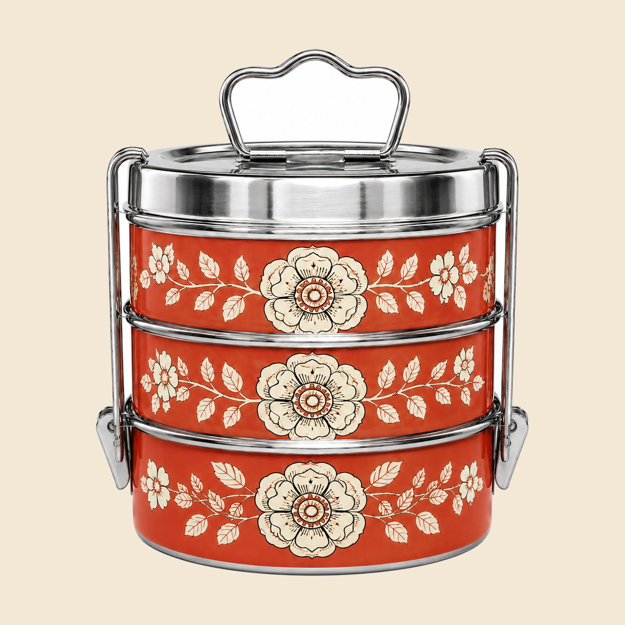 KI-HTW-43 ENAMEL STAINLESS STEEL CLIP TIFFIN BOX image 2