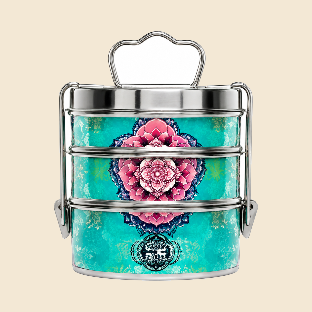 KI-HTW-40 ENAMEL STAINLESS STEEL CLIP TIFFIN BOX image 2