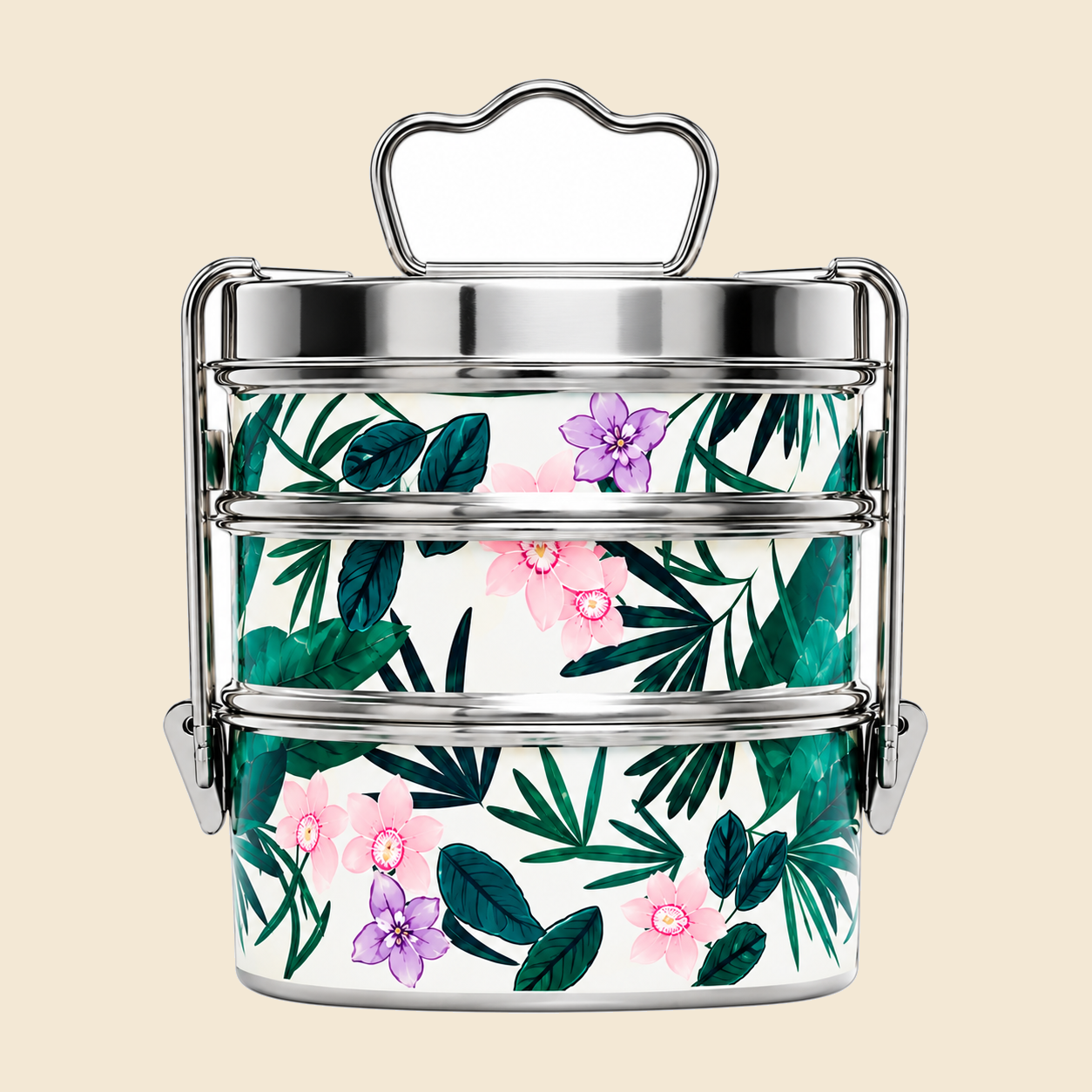 KI-HTW-41 ENAMEL STAINLESS STEEL CLIP TIFFIN BOX image 2