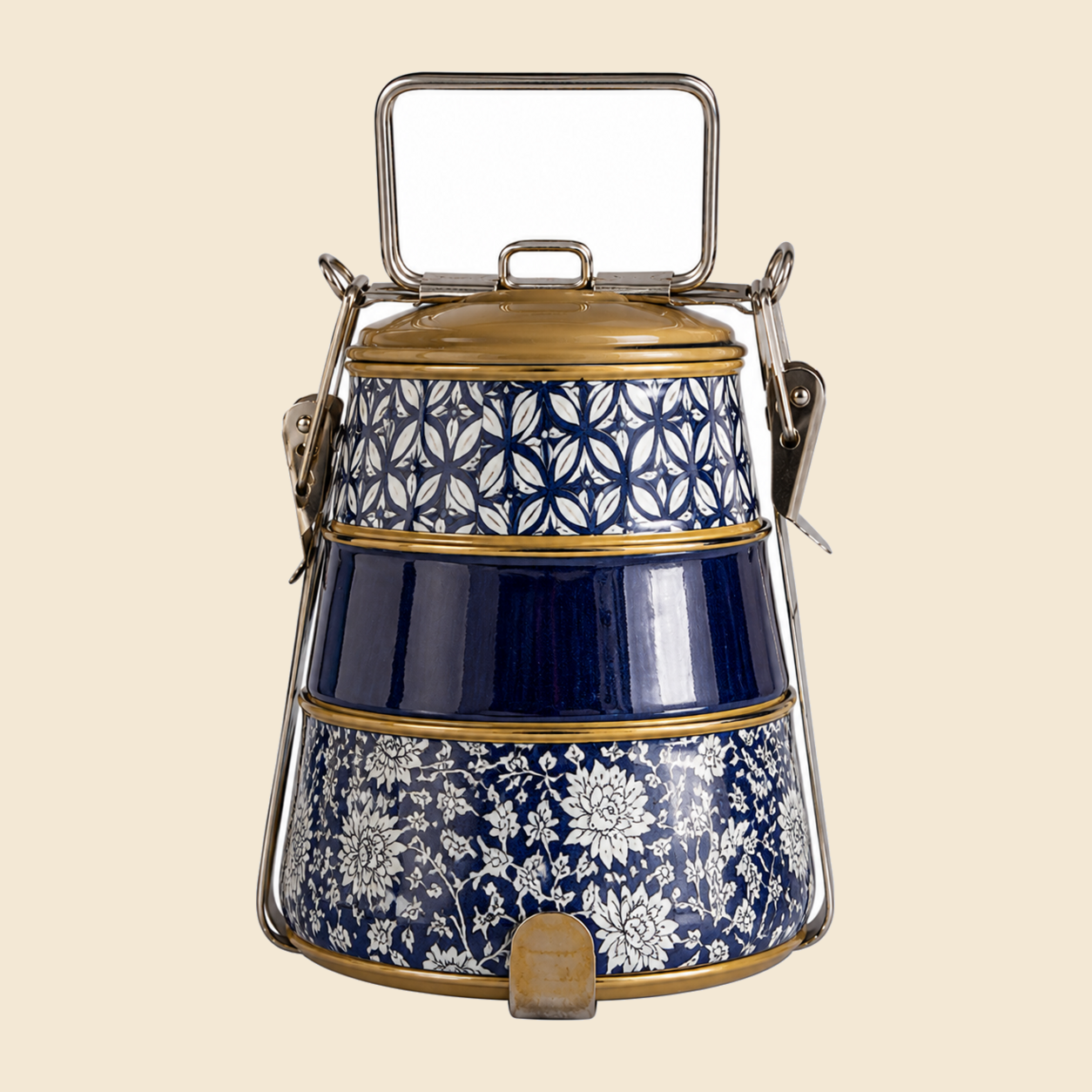 KI-HTW-36 STAINLESS STEEL ENAMEL PRINTED TIFFIN BOX